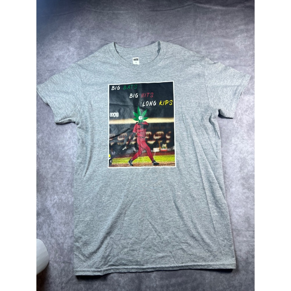 D.B.M.15 Graphic T-Shirt Mens Small Gray Big Bats Big Hits Long Rips Baseball